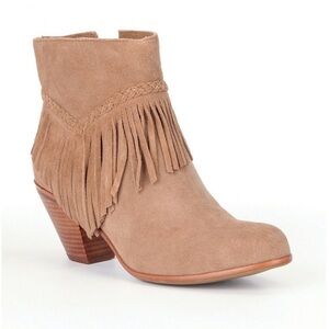 Gianni Bini Fay Fringe Tan Suede Ankle Boots 6.5